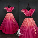 Colourful Chinnon Flared Lehenga with Sequins & Chikankari Frill Blouse β Trendsetting Lehenga-Choli for Stylish Women π